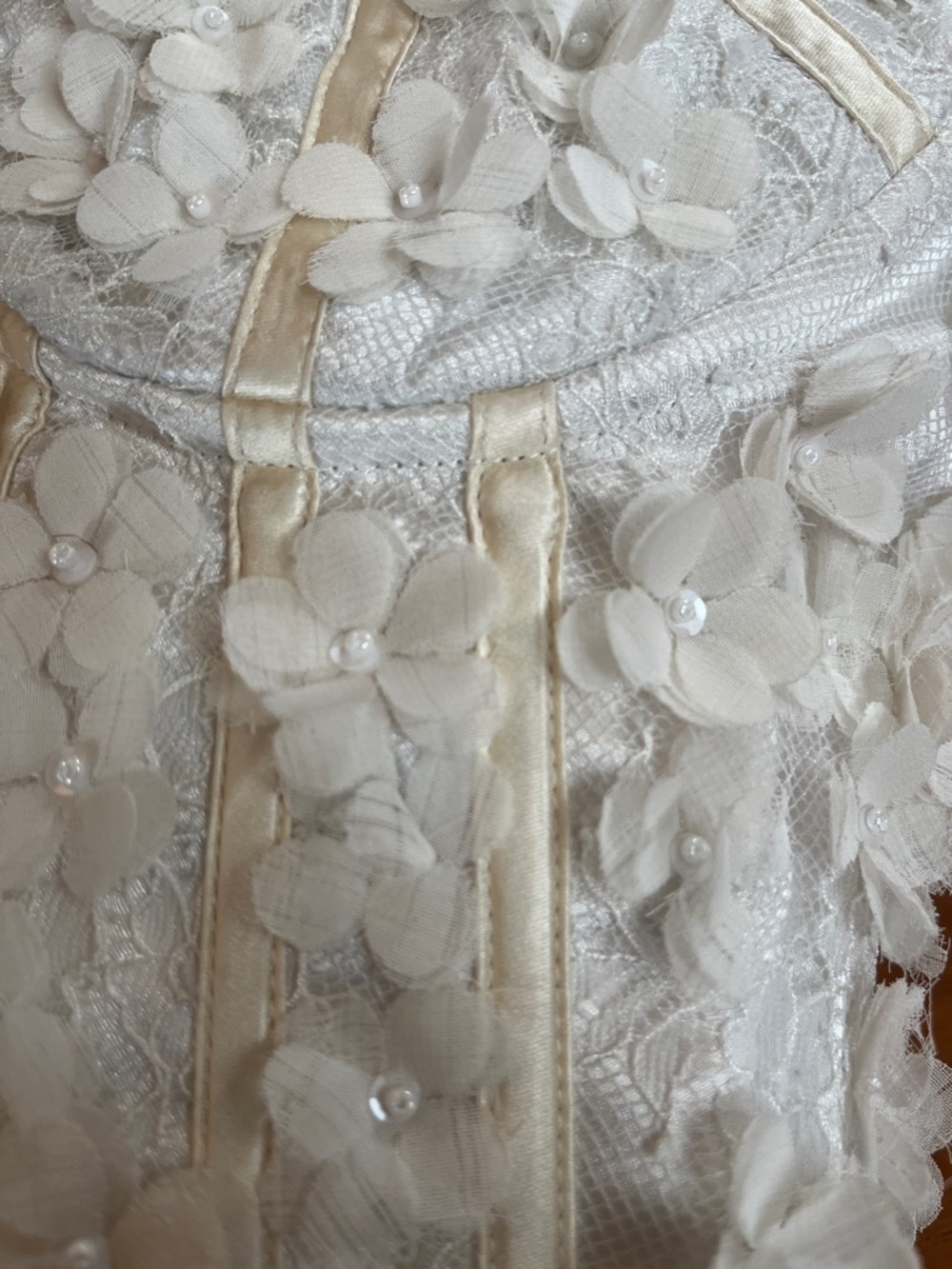 Ann Taylor Ivory Lace 3D Floral & Pearl Appliqué Bustier Corset size 6 - Picture 11 of 13